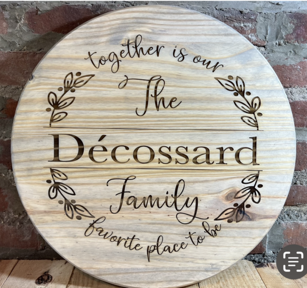 Lazy Susan 18” Pine Engraved - Image 3
