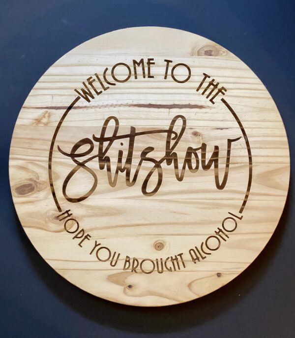 Lazy Susan 18” Pine Engraved - Image 6