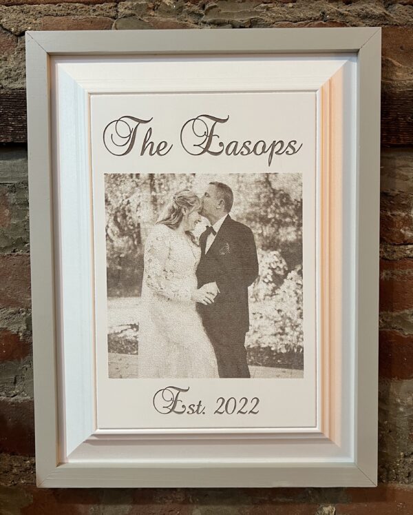 White Modern Photo Plaque with Grey Frame 12"x 19"